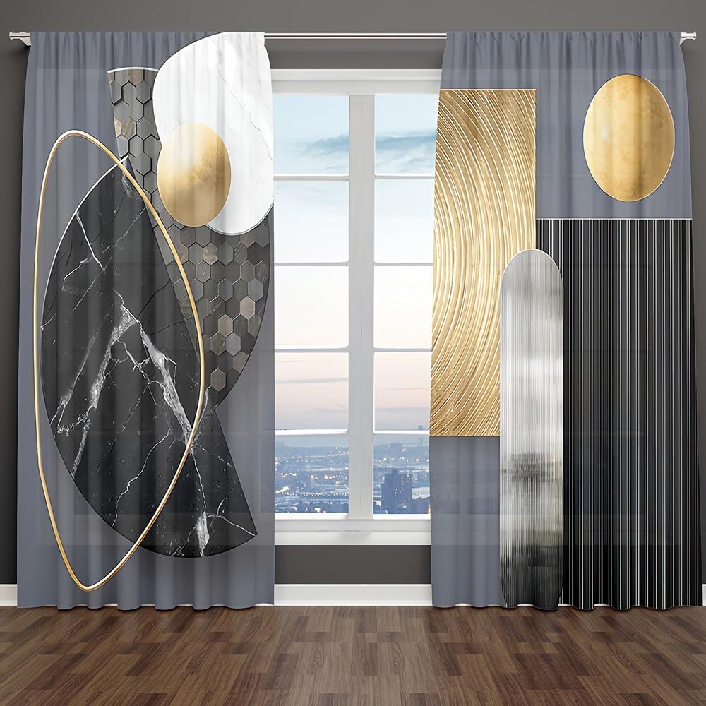 2 szt. Abstrakcyjny Geometryczny Nadruk Artystyczny Zasłony z Kieszeniami na Karnisz Drukowane Cyfrowo Zasłony do Salonu Sypialni Gabinetu Jadalni