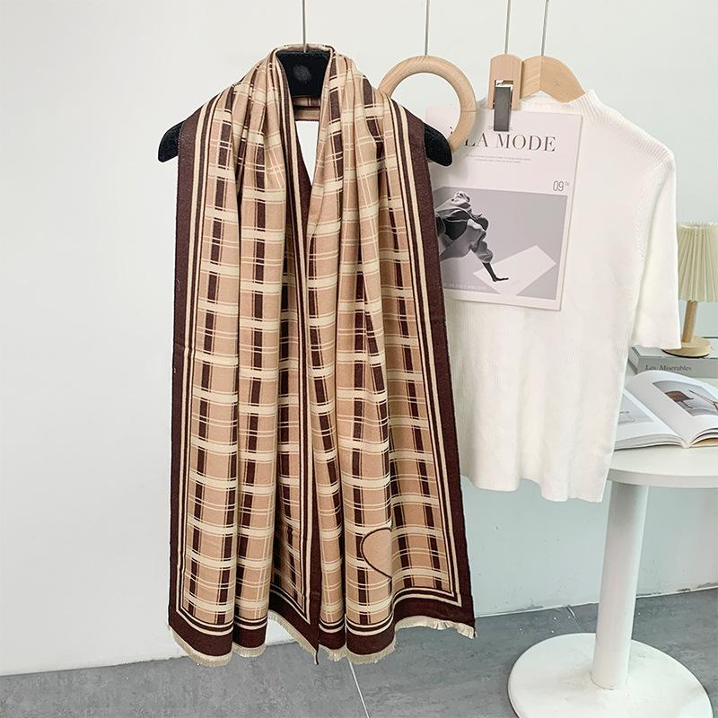 

Double-sided cashmere scarf for women, autumn and winter, popular style, fleece-lined, easiest for match shawl хаки