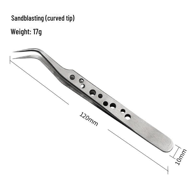 High Precision Stainless Steel Tweezers with Pointed Elbow for Electronic Mobile Phone Repair, DIY with Holes.