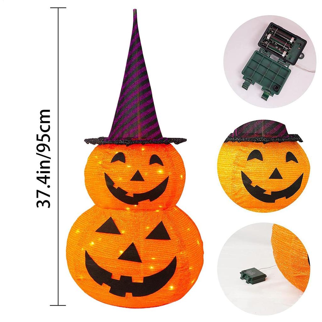 Halloween LED Pumpkin Lights Bedside Decor Pumpkin Light With Black Top Hat Thanksgiving Fall Decorations LED Lamp With 8 Modes
