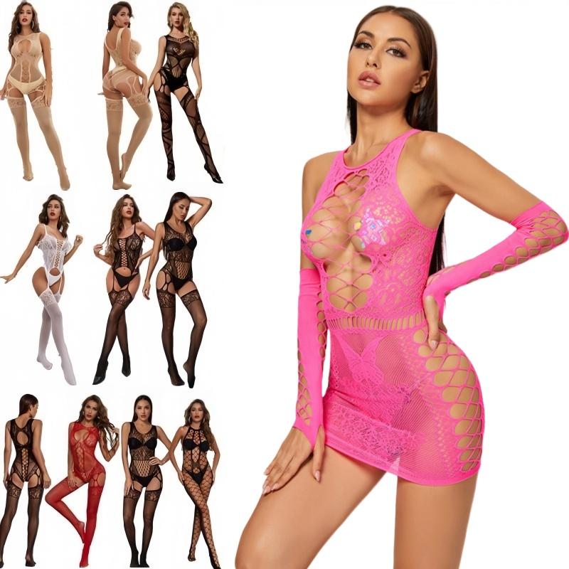 Women Sexy Perspective Fishnet Bodysuit Open Crotch Bodystocking Women Transparent Mesh Hot Erotic Lingerie Tights Sexy Clothes