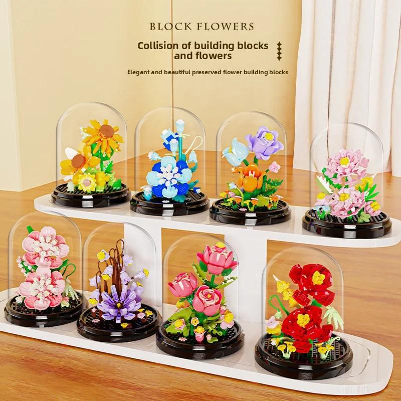 Flower Bouquet Micro Building Blocks flowers Bonsai Model Construction Set Home Decoration Toys For Kids 8 year old girls Gifts