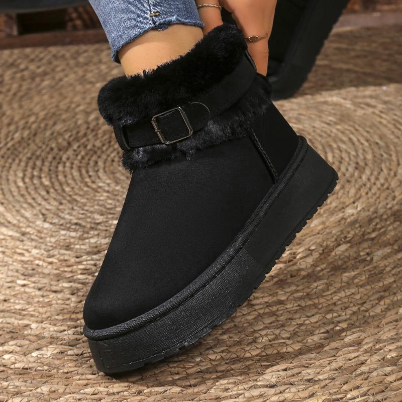 Foreign trade new large size plush thick-soled cotton shoes women's thickened color matching warm short snow boots