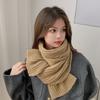 New Korean version solid color soft waxy wool scarf women's winter warmth college style student versatile couple knitted scarf
