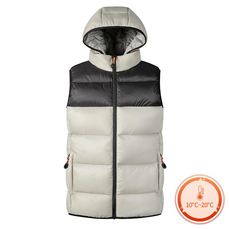 Splicing Color Blocked Cotton Vest for Men, Warm Hooded Outerwear with Camisole for Men