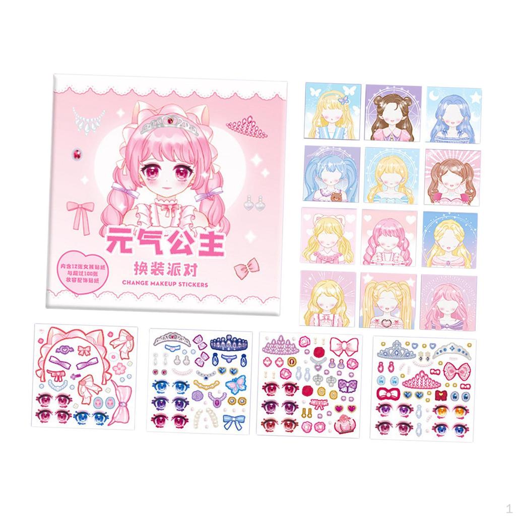 12 Count Princess Face Sticker Craft for Kids Birthday Activities