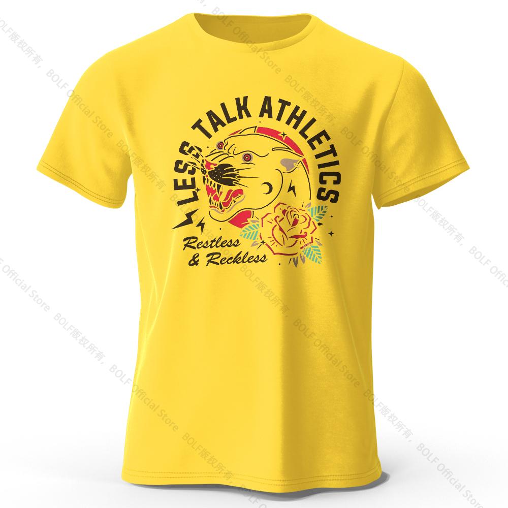 Men's Less Talk Athletics Printed T-Shirt 100% Cotton Harajuku Oversized Funny Graphic Tees for Men Women Summer Tops