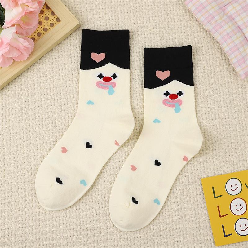 

Новые корейские мультяшные смайлики с изображением причудливых полосатых ворсистых носков и милых студенческих длинных носков