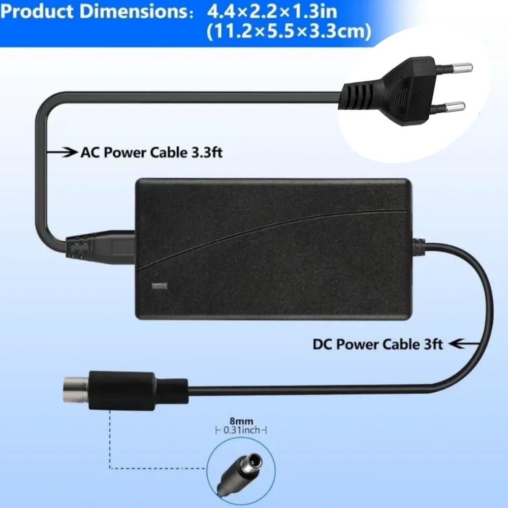 36V/42V Universal Fast Charger for Xiaomi M365/Ninebot ES2 ES4/Lime-S/Skip Electric Scooters - Smart Protection