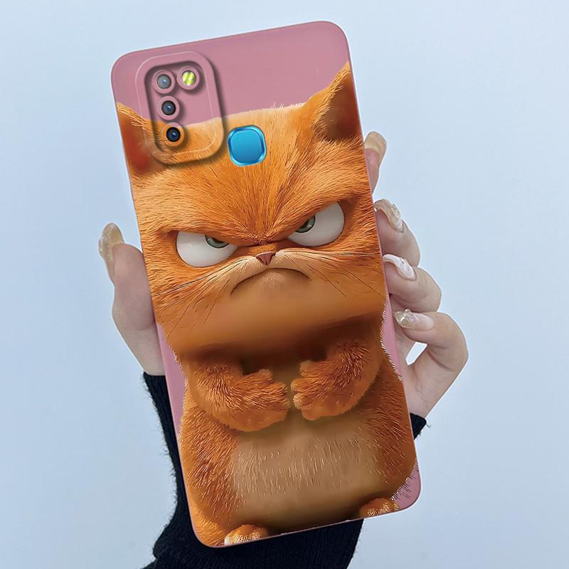 For Infinix Hot 10 Lite Smart 5 Hot 11 G37 10S 10T 10i Case Lovely Cartoon Cat Liquid Silicone Soft Shockproof Back Cover Capa