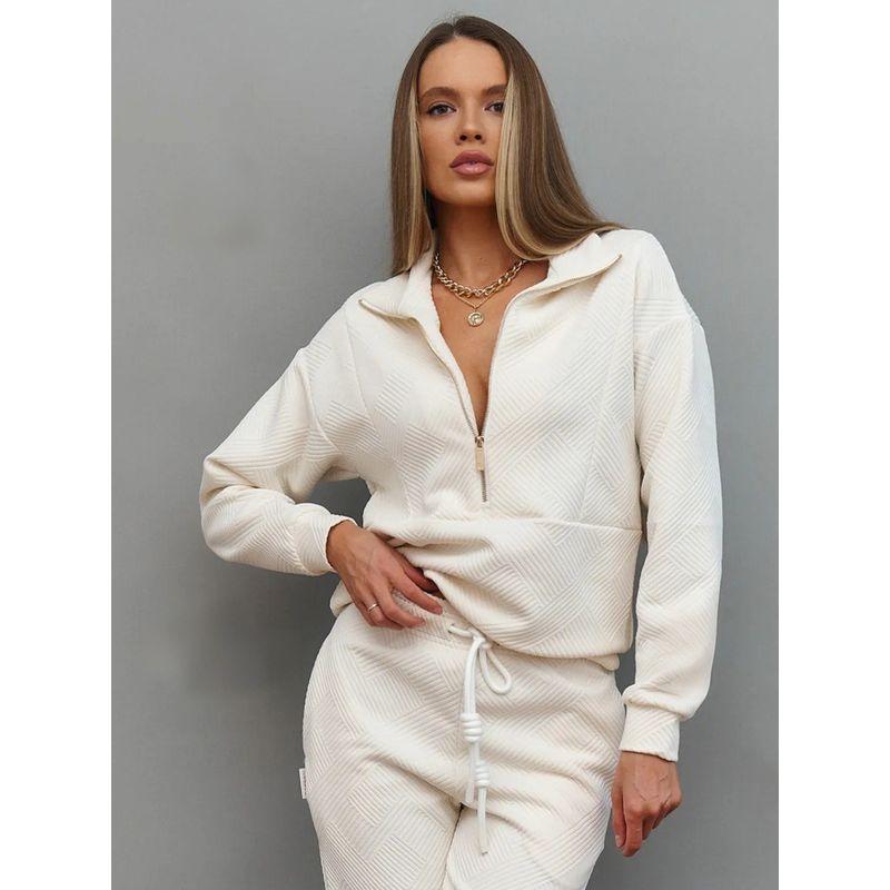 European and American Leisure Loose Half Zipper Hoodie Trousers Set Half Zipper Top and Pants Set