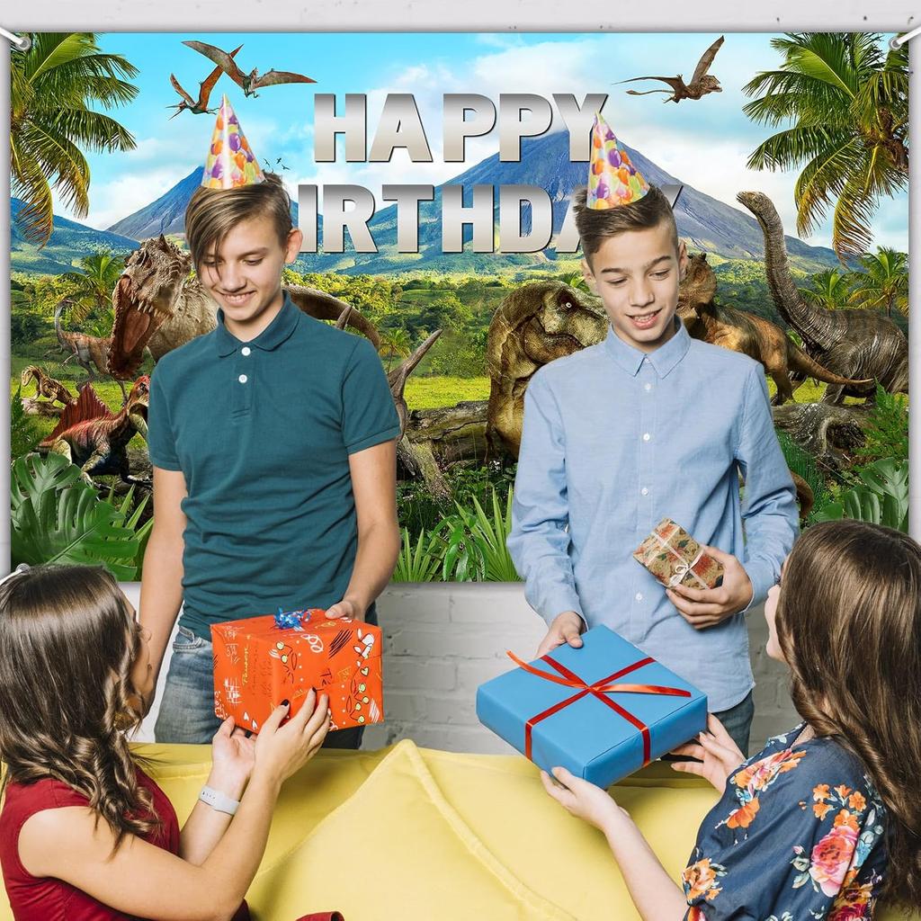 Avezano Dinosaur Happy Birthday Banner Dinosaur Happy Birthday Party Decorations Backdrop for Boy Jurassic Jungle Dino Theme Party Banner Photo Prop