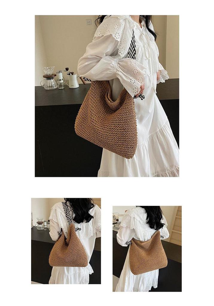 Korean Retro Handmade Woven Tote: Casual Fashion for Daily Commute & Travel