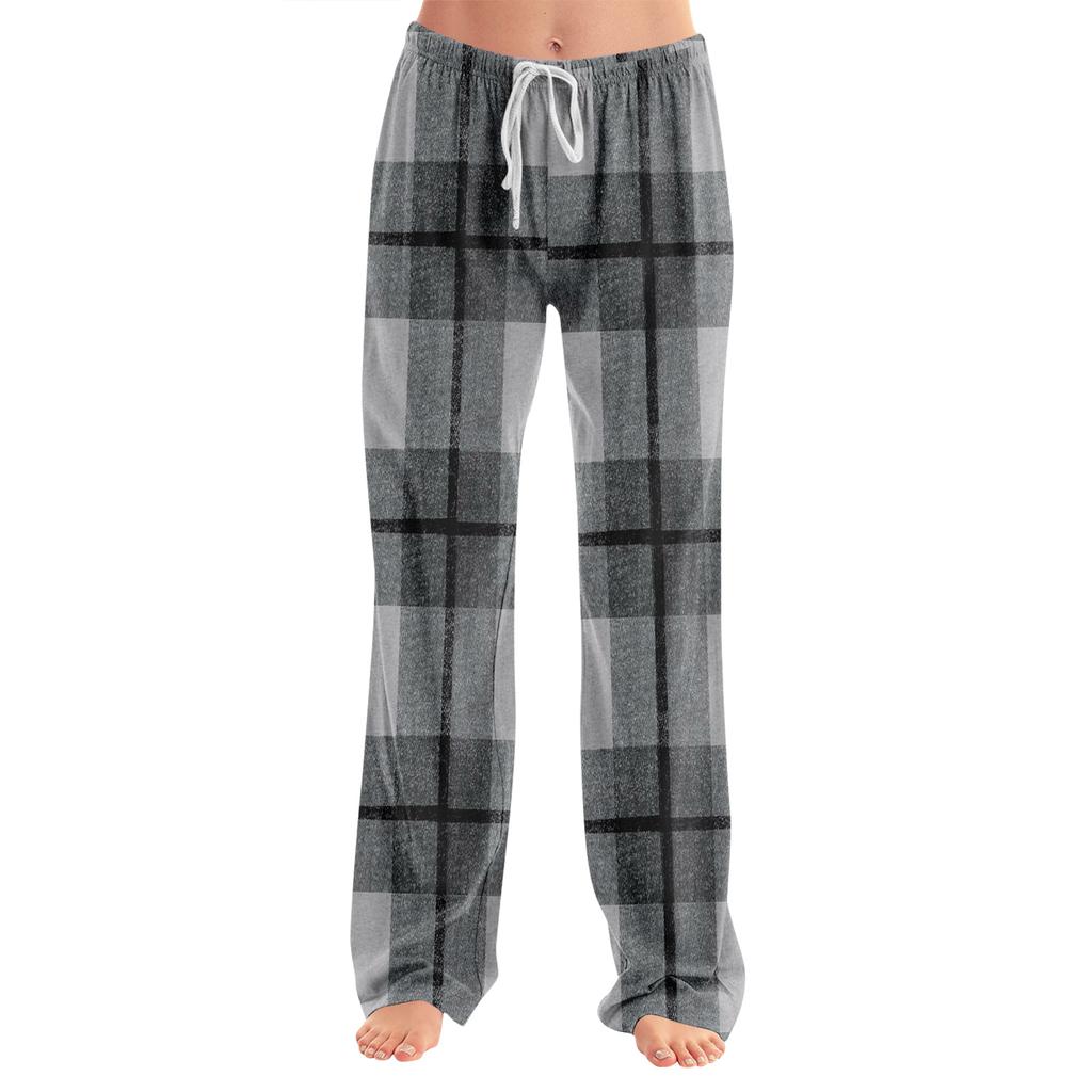 Adult Fashionable Loose Plaid Print Casual Pants/pajamas
