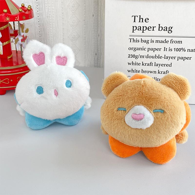 Cute Cartoon Garland Small Animal Keychain Creative Lazy Bear Rabbit Doll Bag Pendant Couple Gift