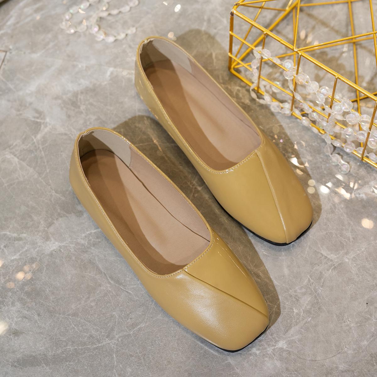 

Женские элегантные летние зеленые туфли Мэри Джейн с квадратным носком во французском стиле, милые повседневные туфли на плоской подошве, женские туфли в стиле ретро, ​​туфли на плоской подошве с мягкой подошвой на низком каблуке 40 жёлтый