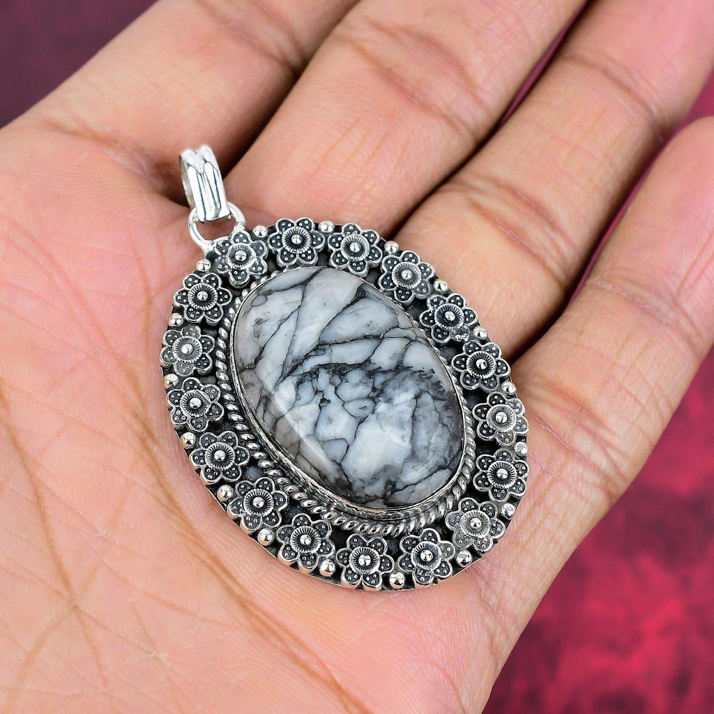 Pinolith Jewelry, 925 Solid Sterling Silver Pendant Handmade Gemstone Jewelry, Gifts For Wife Brand New Pendant