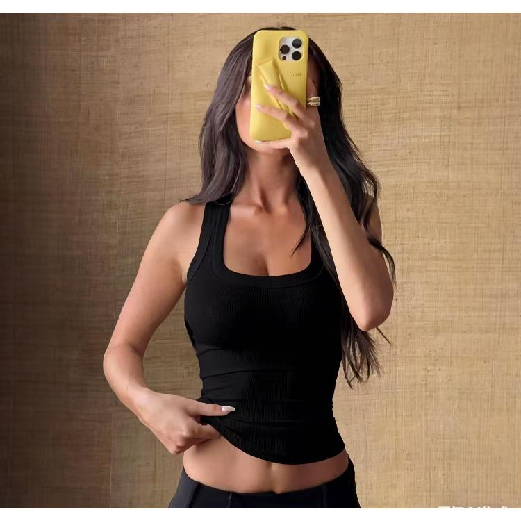 Women's Ribbed Tank Top Slim Fit Square Neck Sleeveless Crop Top Casual Basic Vest