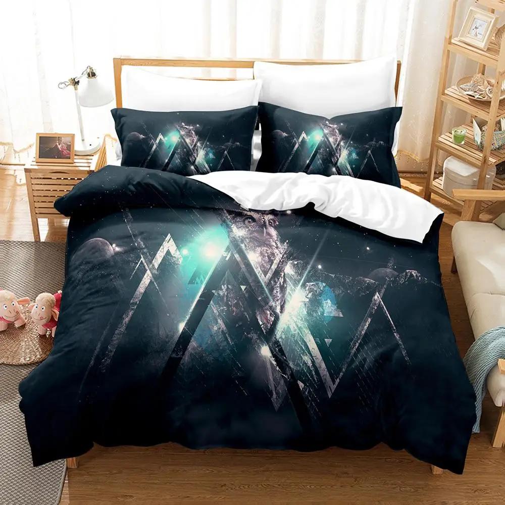 Owl Duvet Cover Set Microfiber Cute White Owl Comforter Cover Bird Animal Quilt Cover For Boys Teens Adults Double Queen Size