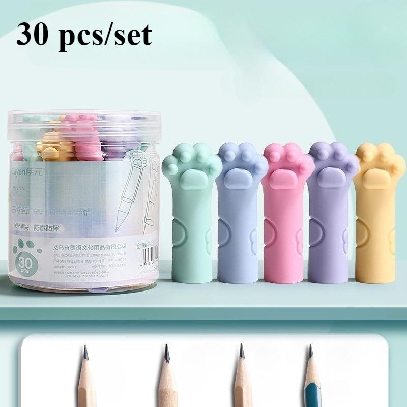 

30pcs Cartoon Eraser Caps Pencil Erasers Toppers Cute Cat Erasers for Kids Student School Stationery Supplies Pen Head Sleeves 30 pcs