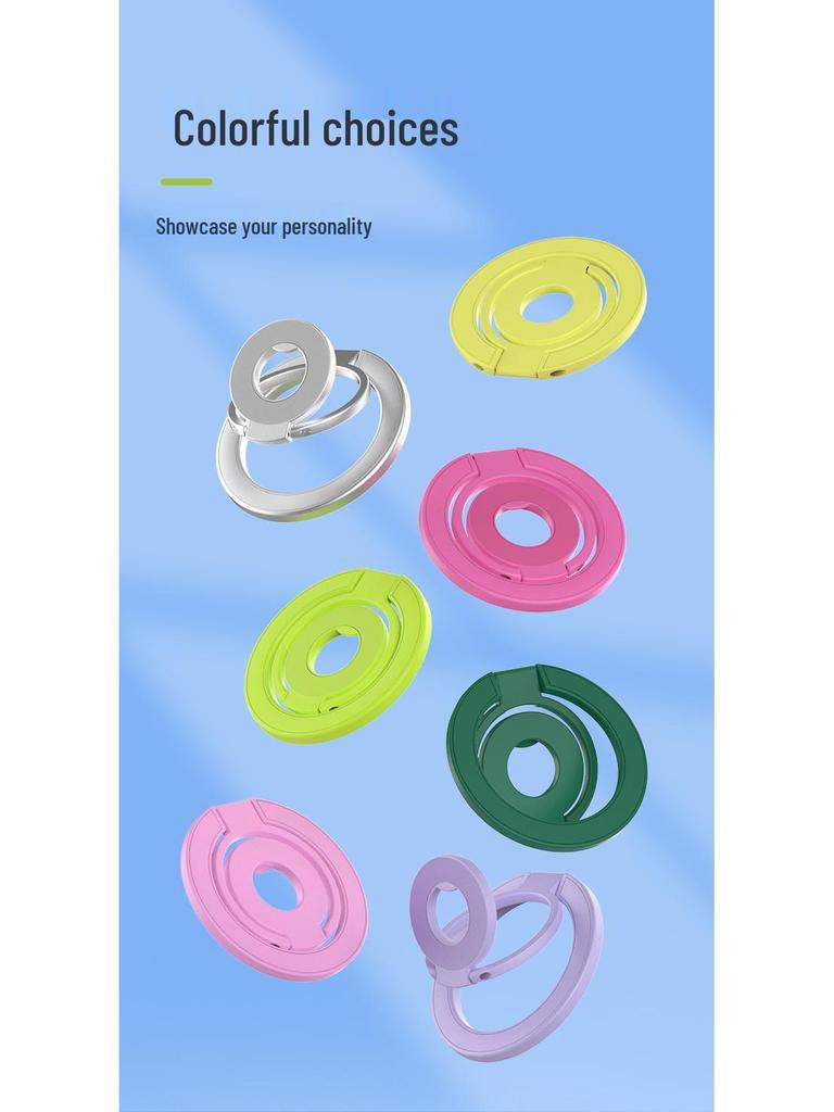 Double-Sided Magnetic Finger Ring Phone Holder: Foldable, Strong Grip, Multi-functional Stand.