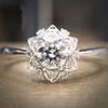 E-Commerce Copper Set Diamond Zircon Royal Blue Heart Ring Oval Flower Type Engagement Women'S Jewelry