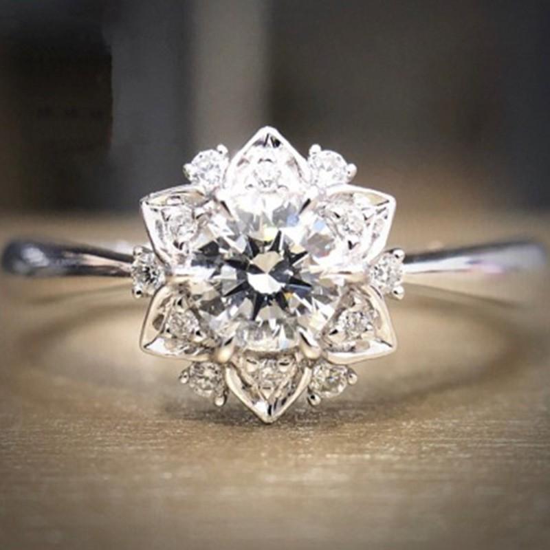 E-Commerce Copper Set Diamond Zircon Royal Blue Heart Ring Oval Flower Type Engagement Women'S Jewelry