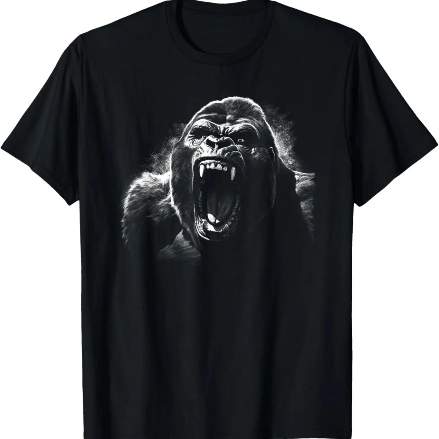 Gorilla Face Angry Growling Scary Silverback Gorilla T-Shirt S чёрный