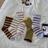 Splicing Striped Socks Children'S Medium Tube Socks Spring And Autumn Tide Contrasting Color Niche Stacking Stockings