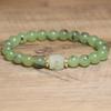 Nephrite Jade Prehnite Beaded Bracelet – Gold Accent Dainty Jewelry, Calm Growth Gift for Women