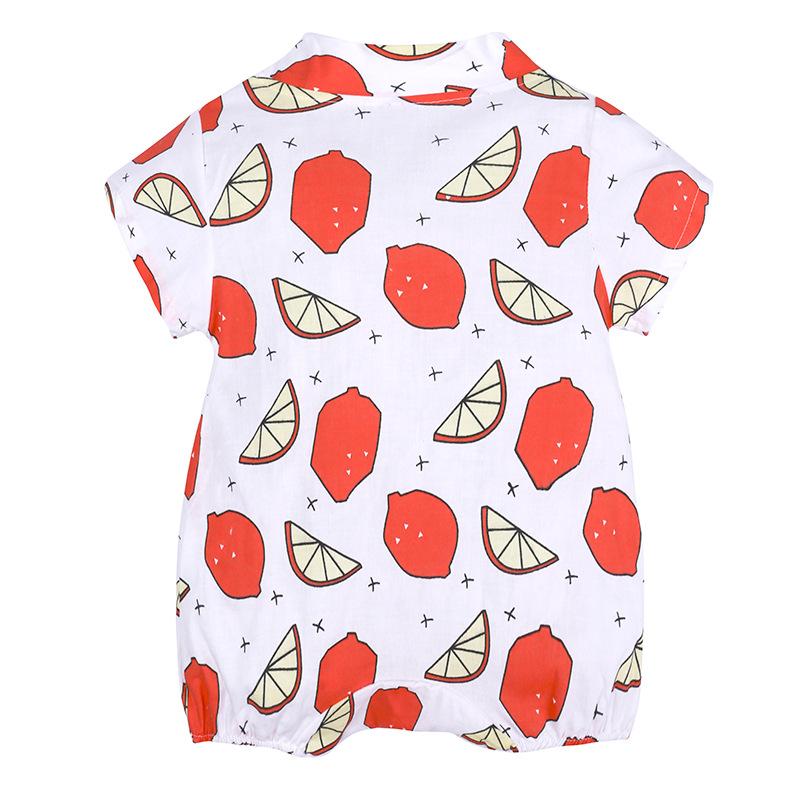 KIDDIEZOOM Summer Infant Toddler Newborn Baby Girls Lemon Printed Short Sleeve Bodysuit Casual Baby Boy Jumpsuit Clothes