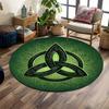 Celtic Knot Design On Green Background Print Round Rug, Living Room, Bedroom, Playroom Carpet, Non Slip Floor Mat, Gift