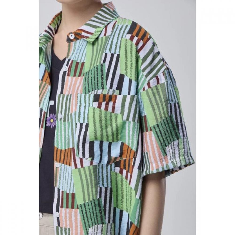Benetton Women S Multi Stripe Short Sleeve blouSe Babl97631