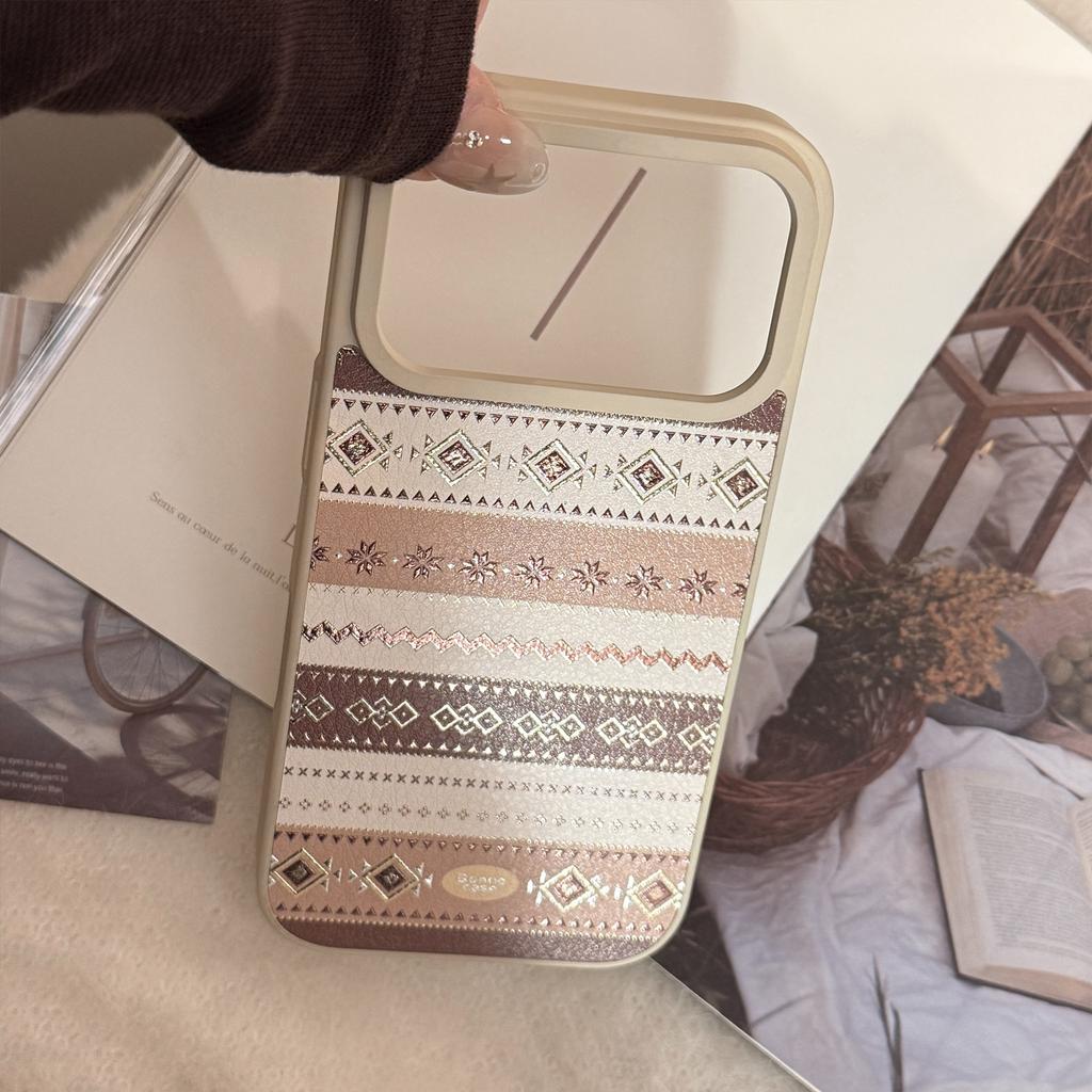 Vergoldetes Leder für Apple 17promax Handyhülle 16 für IPhone 15 Personalisierte braune Textur 13 für Huawei für Samsung