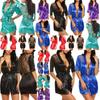 Elegant Women Lingerie Robe In Luxurious Satin Silk With Lace Trim Design