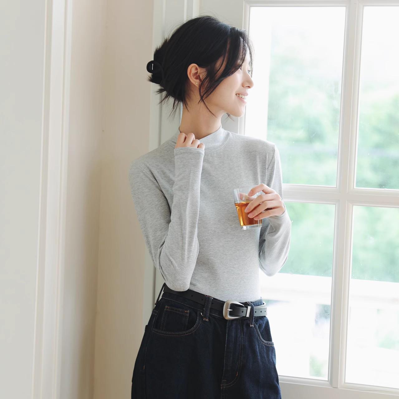 

Женский осенний комплект термобелья из хлопка: Топ со средней горловиной и узкие брюки XL