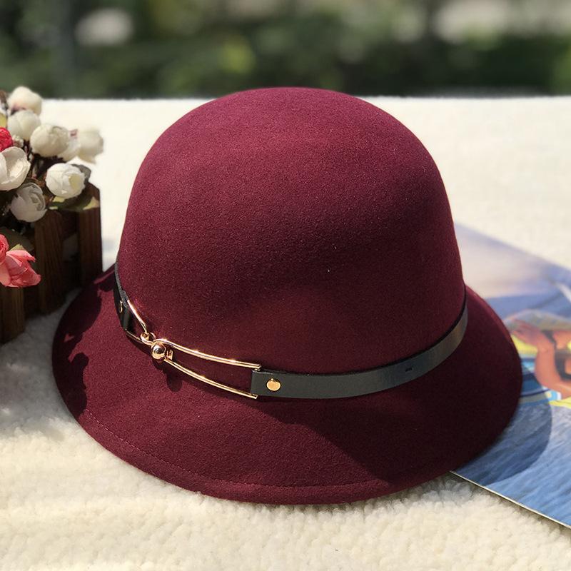 Wollene Wollene Beckenhut Damen Retro Britischer Dom Eimerhut Nischendesign Damen Hut