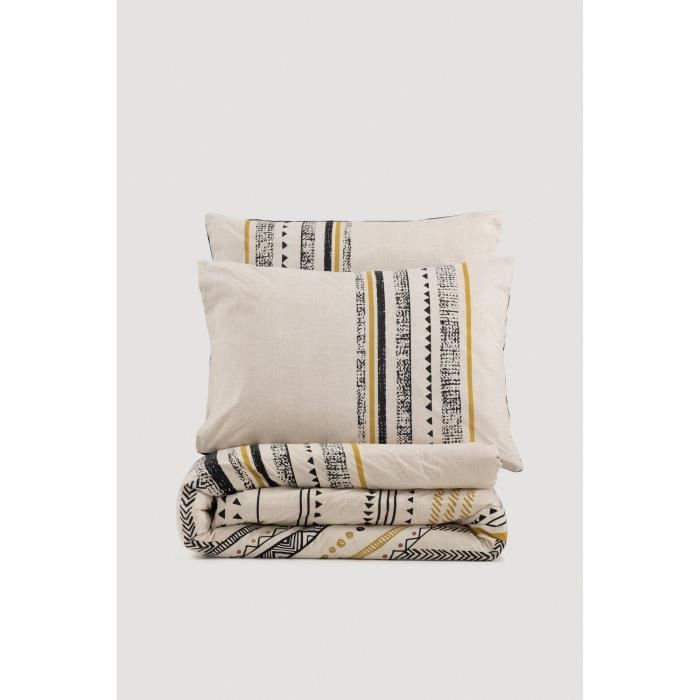 Parure de lit - 1 housse de couette 220 x 240 cm + 2 taies d'oreiller 60 x 60 cm - 100% coton renforcé - Blanc