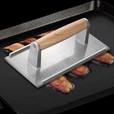 Aluminum Alloy Rectangular Meat Press Non Stick Heavy-Duty Steak Burger Press with Handle Grill Press Home BBQ Cooking Utensils