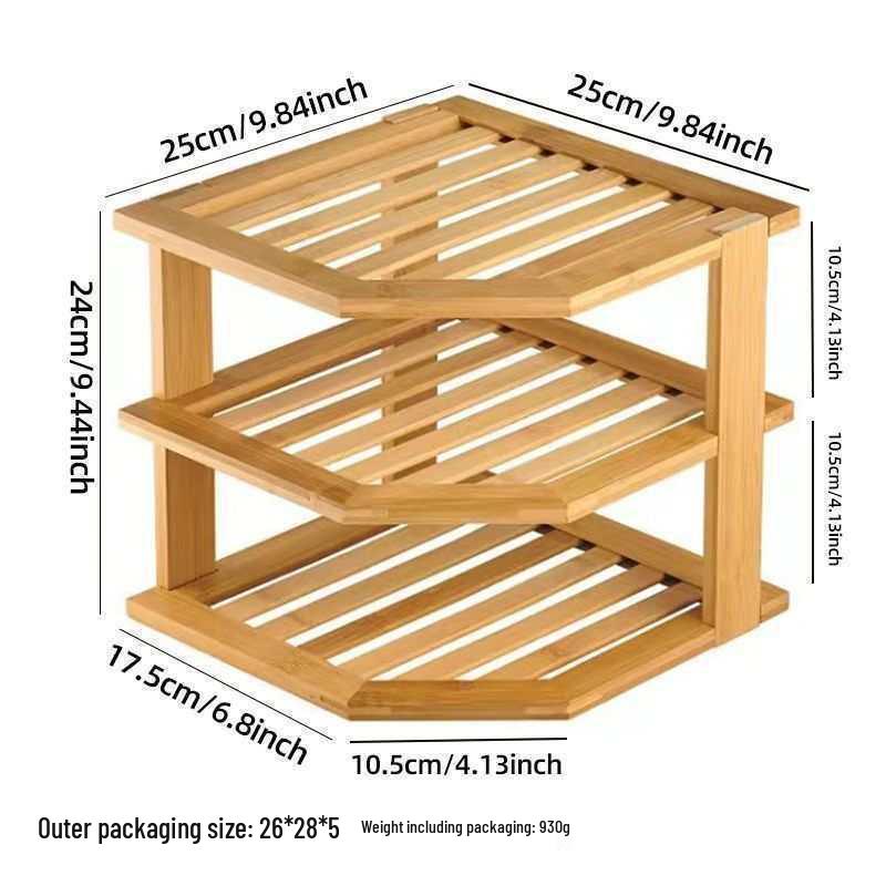 Corner Multi-Layer Wooden Kitchen Rack for Dishes, Snacks, Desserts, and Spices