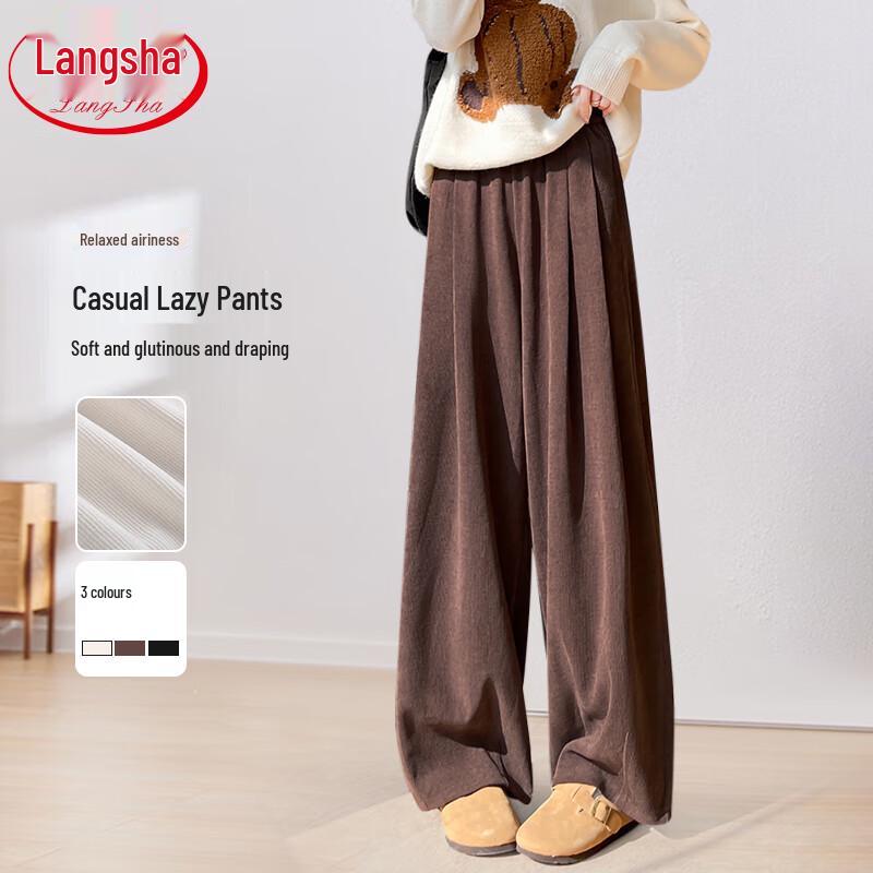 Langsha Women's Loose Corduroy Wide-Leg Pants
