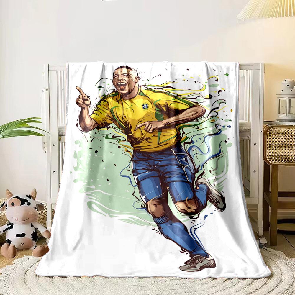 

Dynamic illustration of a soccer player in motion with swirls and energy. for all seasons blanket lunch break throw gift 80cm x 120cm