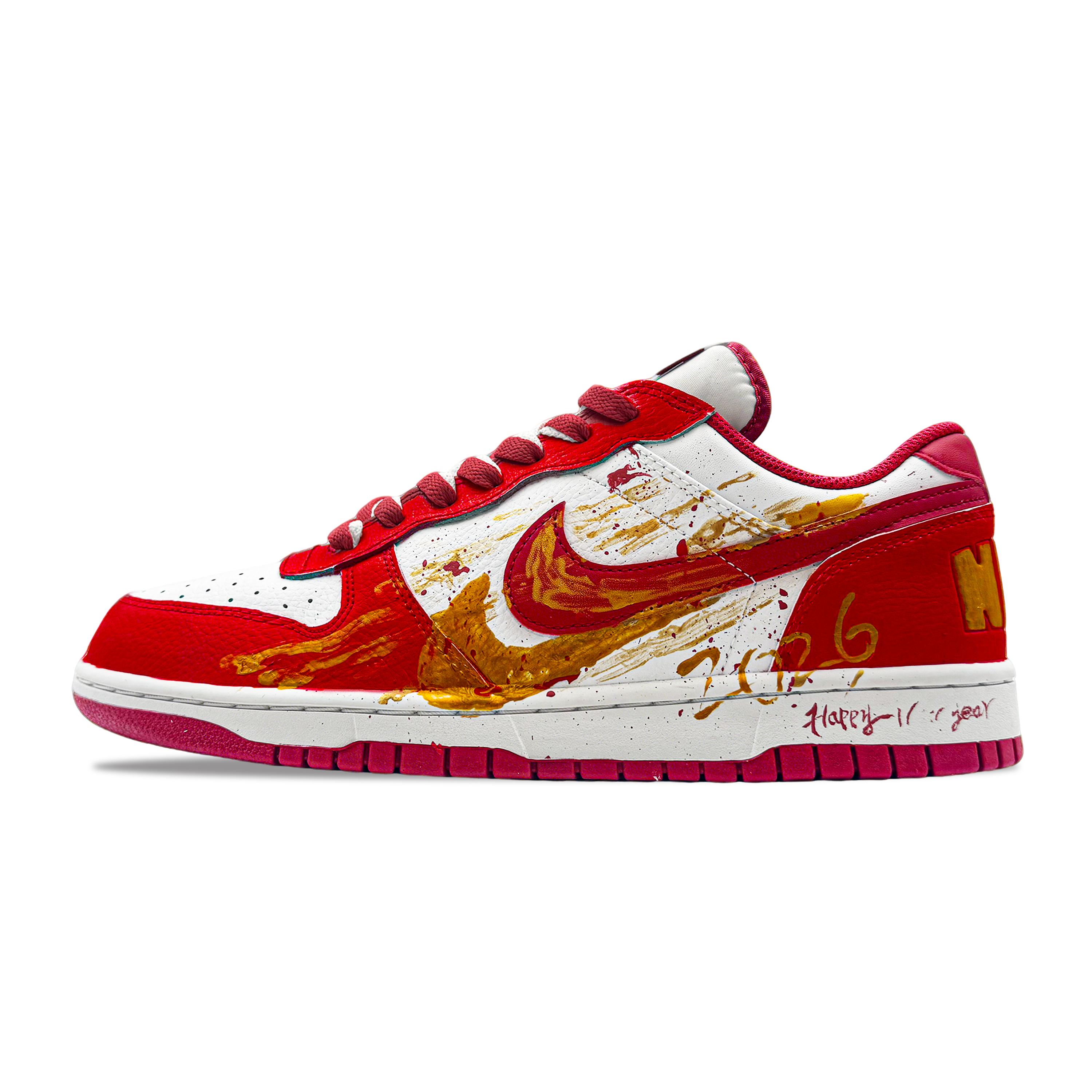 

Nike Big Leather Abrasion Resistant Breathable Low top Skateboard Shoes Men s Red White 355152-150(Team995-1.0) 43