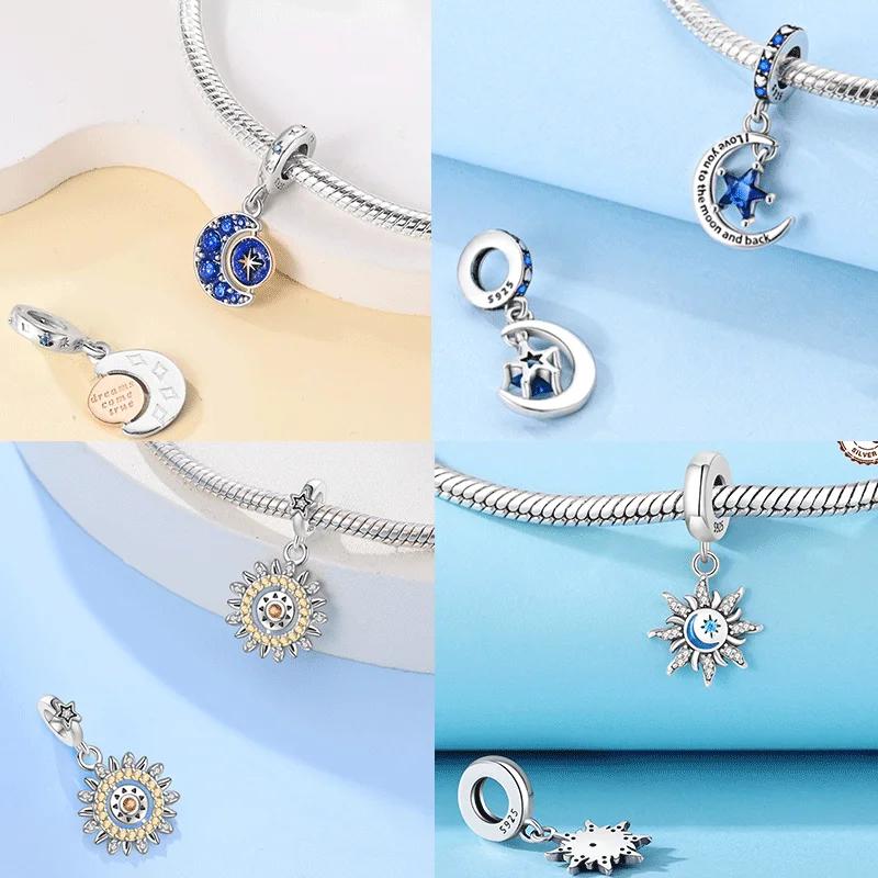 Sun Moon Star Astronaut Charms Beads Copper Zircon Pendant Fit Diy Original Bracelet Necklace Fine Jewelry Birthday Gift