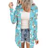 Women's Casual Fashion Floral Print Long Sleeve Mid-Length Cardigan Jacket