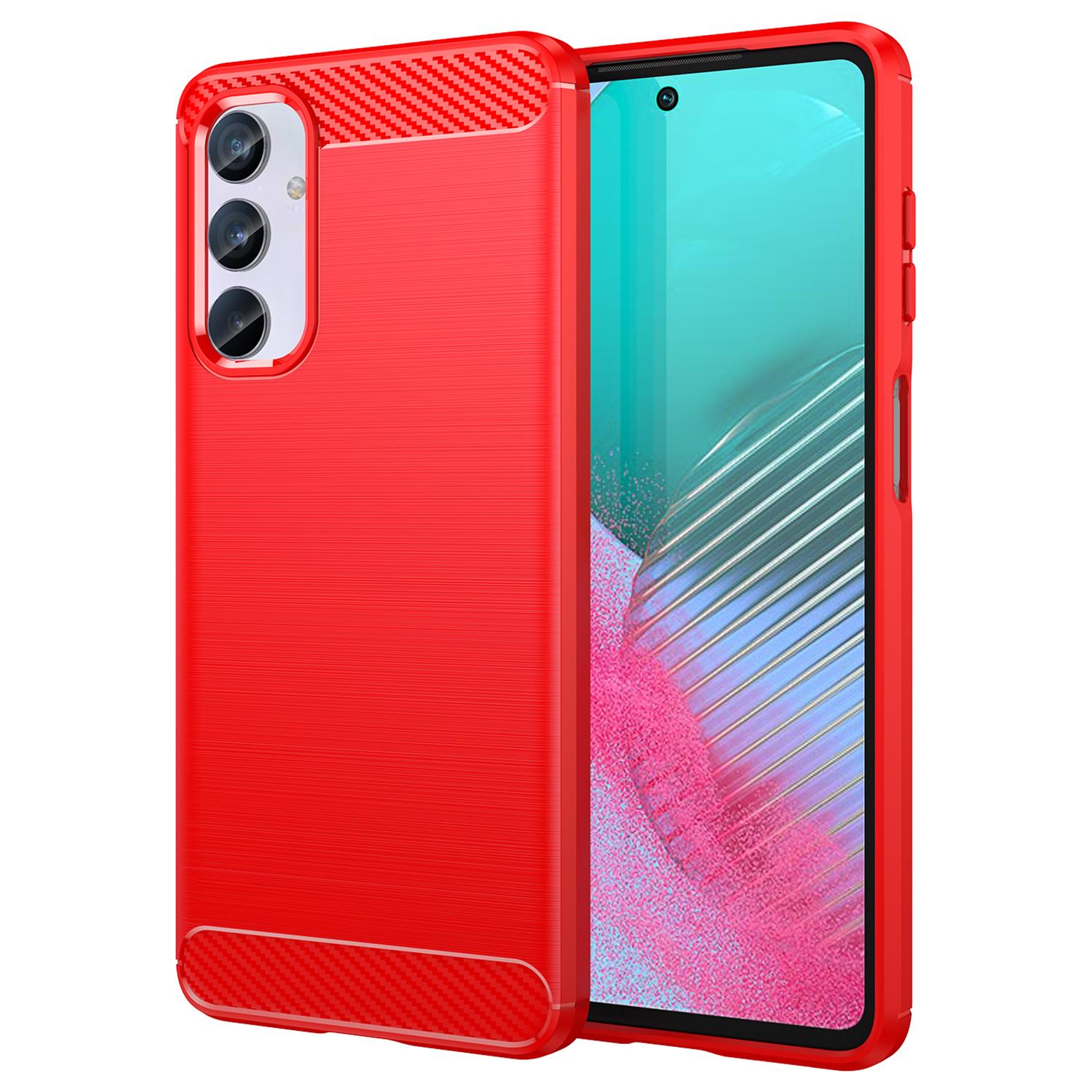 

Brushed Shell for Samsung Galaxy M54 5G/F54 5G Carbon Fiber Texture Phone Case Phone TPU Cover Red