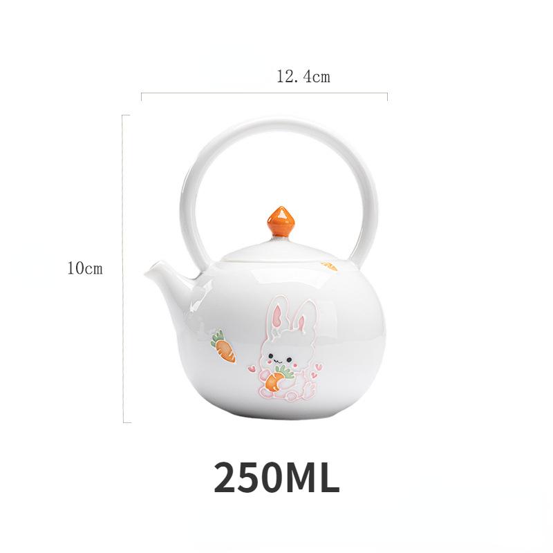 Japonská ručně malovaná konvice na čaj Moe Rabbit, zvedací hrnec, domácí bílá porcelánová bublinková konvice na čaj s kuličkovým otvorem, filtr, kung-fu čajová sada