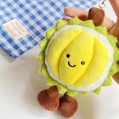 Fruktdocka Frukt Durian Plysch Nyckelring Fluffig Mjuk Durian Plyschdocka Hänge Tecknad Samling Durian Plyschleksak Nyckelring