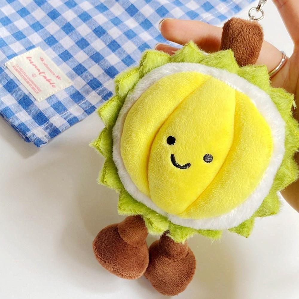 Fruit Doll Fruit Durian Plush Keychain Fluffy Soft Durian Plush Doll Pendant Cartoon Collection Durian Plush Toy Keychain