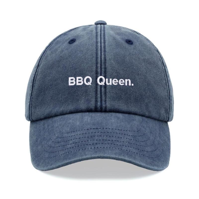 1 szt. Retro Spłowiała Czapka Baseballowa ''BBQ Queen'' dla Kobiet, Zmywalna Czapka Kierowcy do Rekreacji na Świeżym Powietrzu, odpowiednia na Imprezy, Kemping